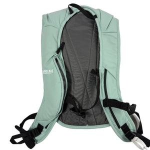 A mint green and dark gray Umebay hydration backpack shown from the back, featuring black straps and buckles, photographed against a plain white background.
